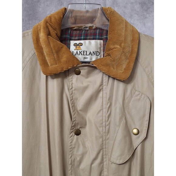 Vintage Lakeland Chore Jacket Barn Coat Womens Sz 40 Large Nylon Corduroy Collar - Picture 9 of 16